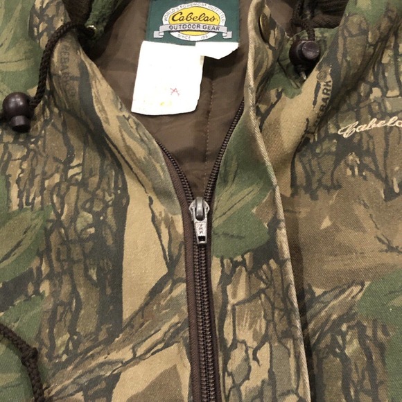 VTG Cabelas Jacket Boys M Camo Trebark Full Zip Hooded Camouflage - Picture 6 of 9